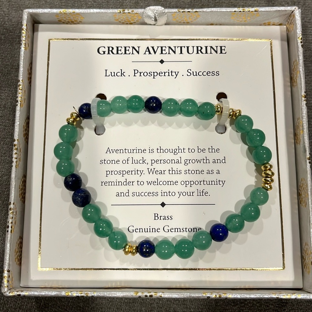 Brass Genuine Gemstone Stretch Bracelet